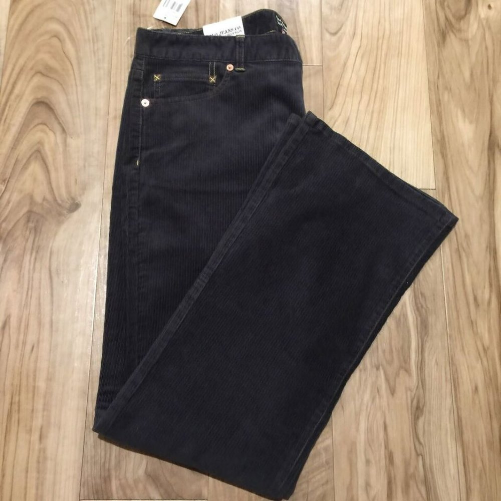 VINTAGE Polo Ralph Lauren Womens Black Stretch Corduroy Bootcut Pants 14 NOS